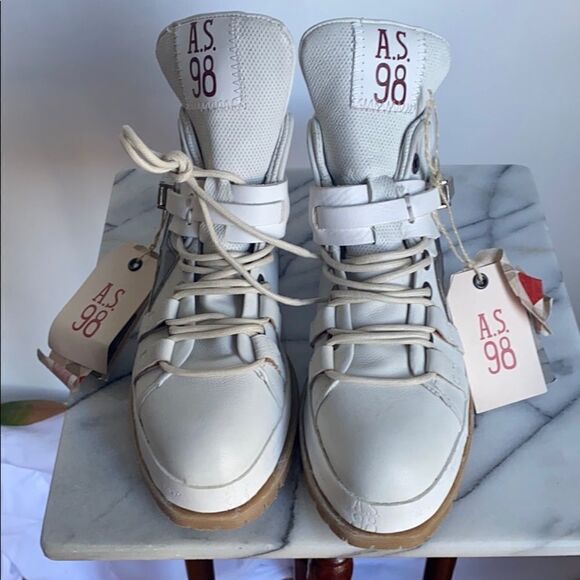 A.S. 98 Bruce White Leather Hiker - Picture 4 of 8